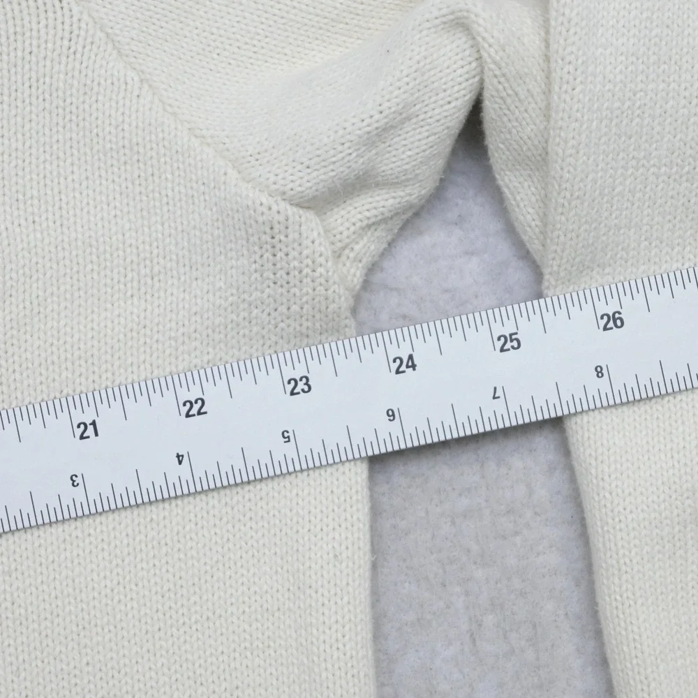 Polo Ralph Lauren Knit Sweater Mens XL Cream Mock Neck Cotton Pullover 3 Button